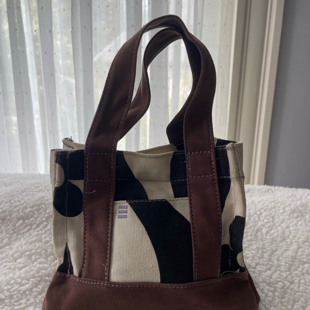 Urban Outfitters Brown and Black Tote Bag with Geometric Design